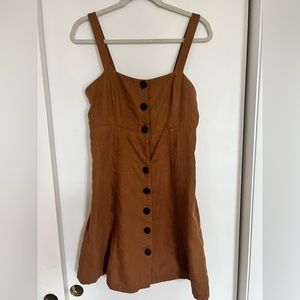 Sezane moka linen mini dress
